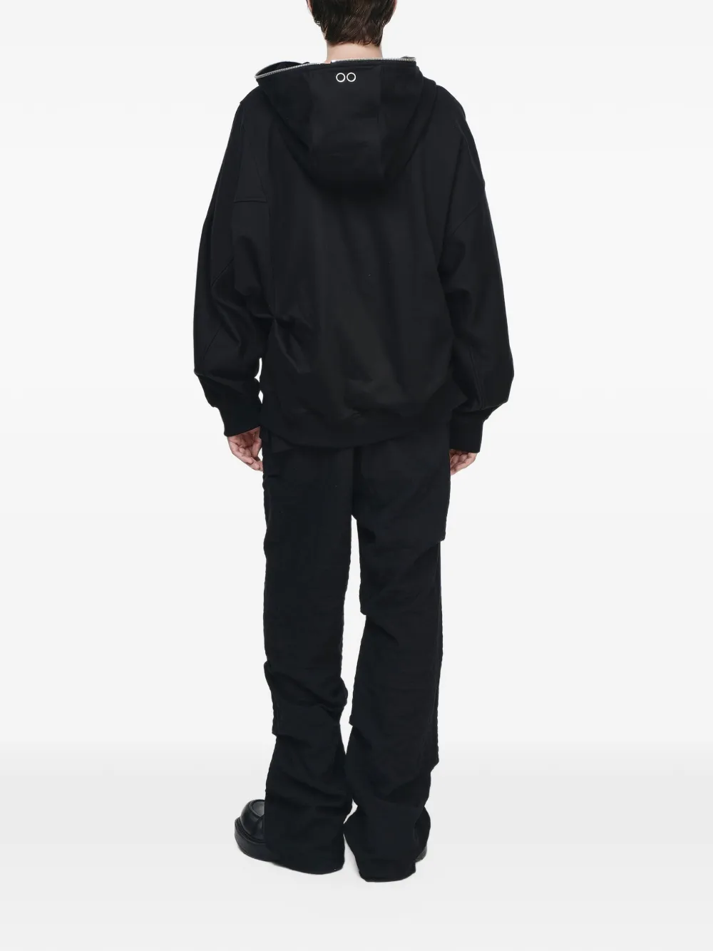 SONGZIO Torque asymmetric-zip hoodie Zwart