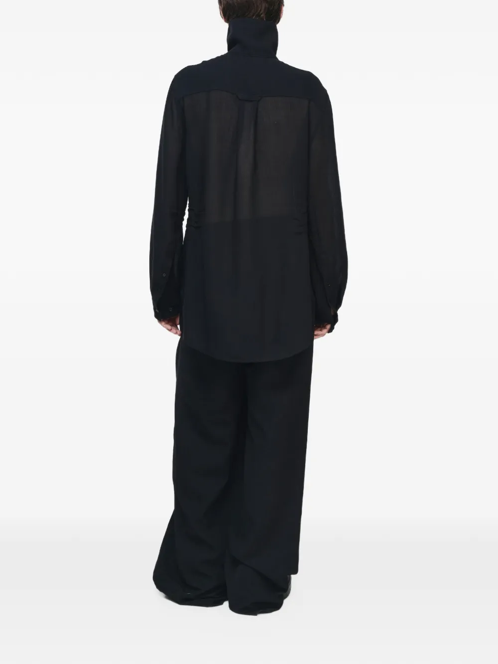 SONGZIO Weld high-neck panelled shirt Zwart