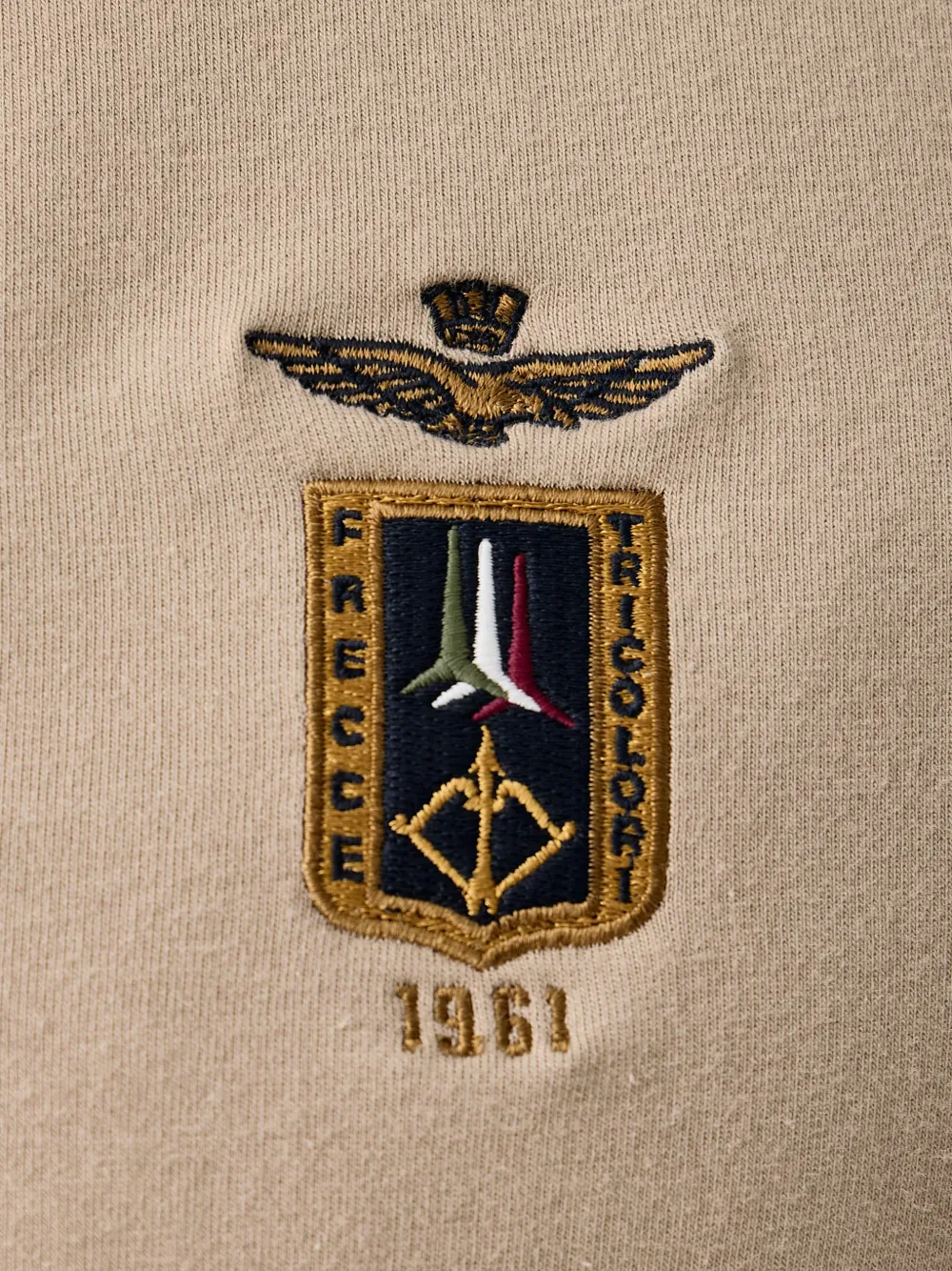 Aeronautica Militare logo-detail zip-up sweatshirt Beige