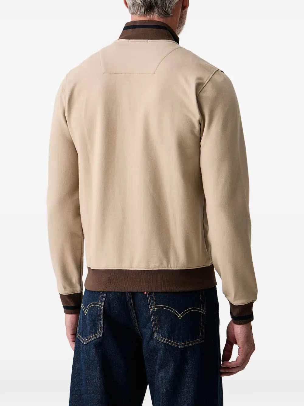 Aeronautica Militare logo-detail zip-up sweatshirt Beige