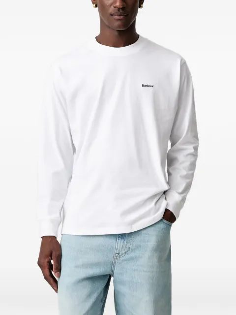 Barbour 로고 자수 긴소매 티셔츠