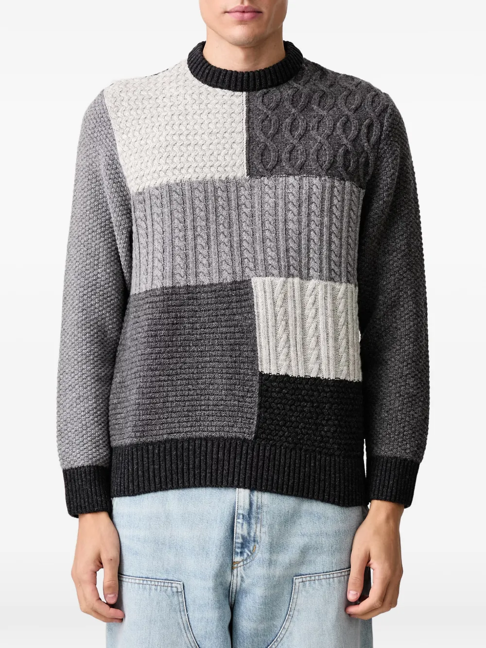 Barbour patchwork crew-neck jumper Grijs