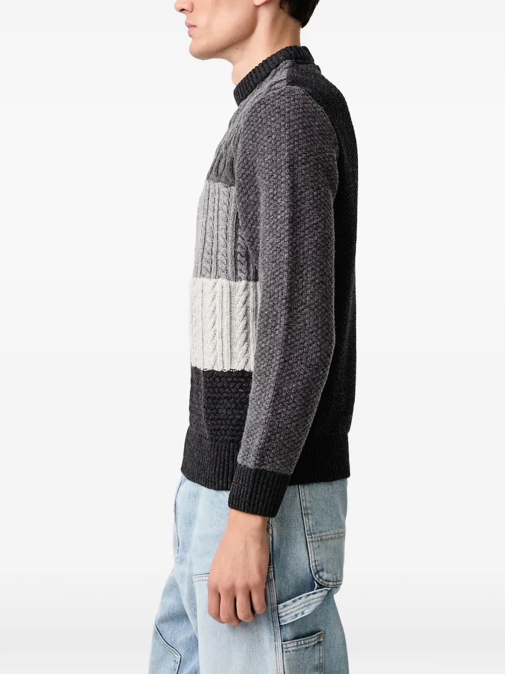 Barbour patchwork crew-neck jumper Grijs