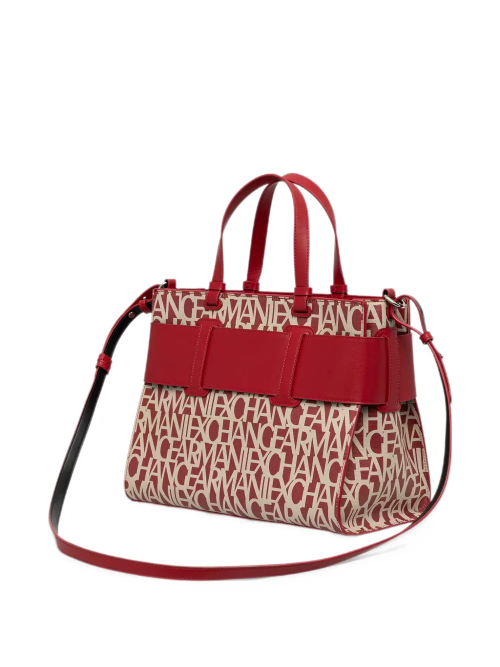 Armani Exchange logo-print panelled tote bag Rood
