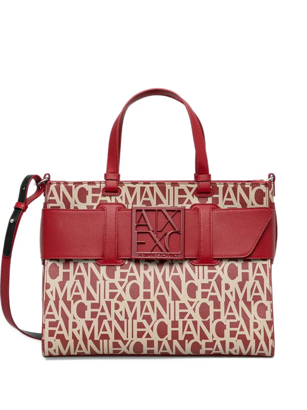 Armani Exchange logo-print panelled tote bag Rood