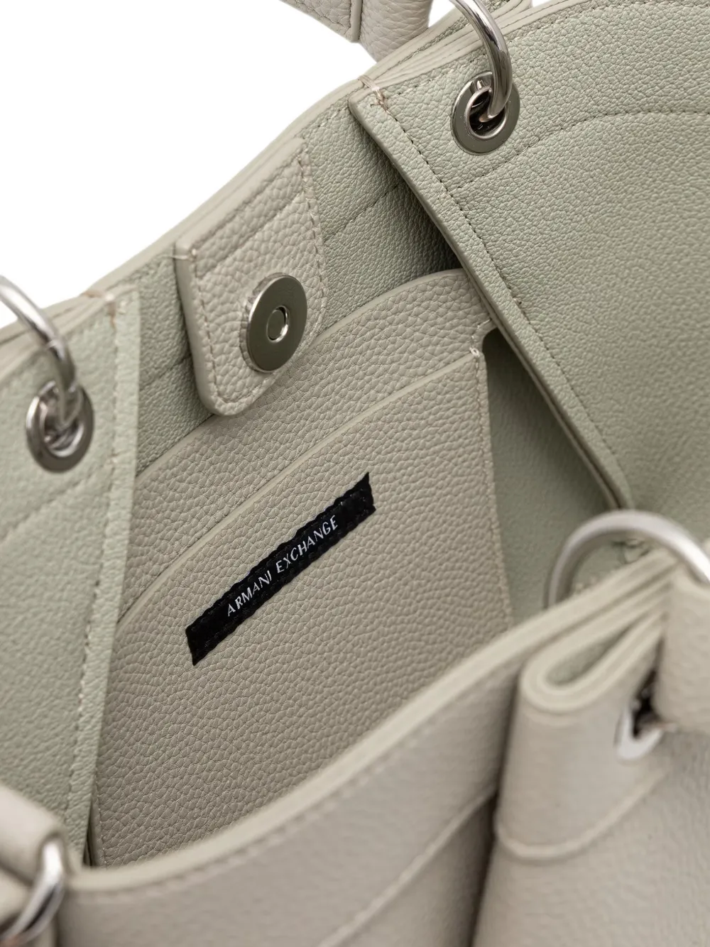 Armani Exchange small pebbled logo-print tote bag Grijs