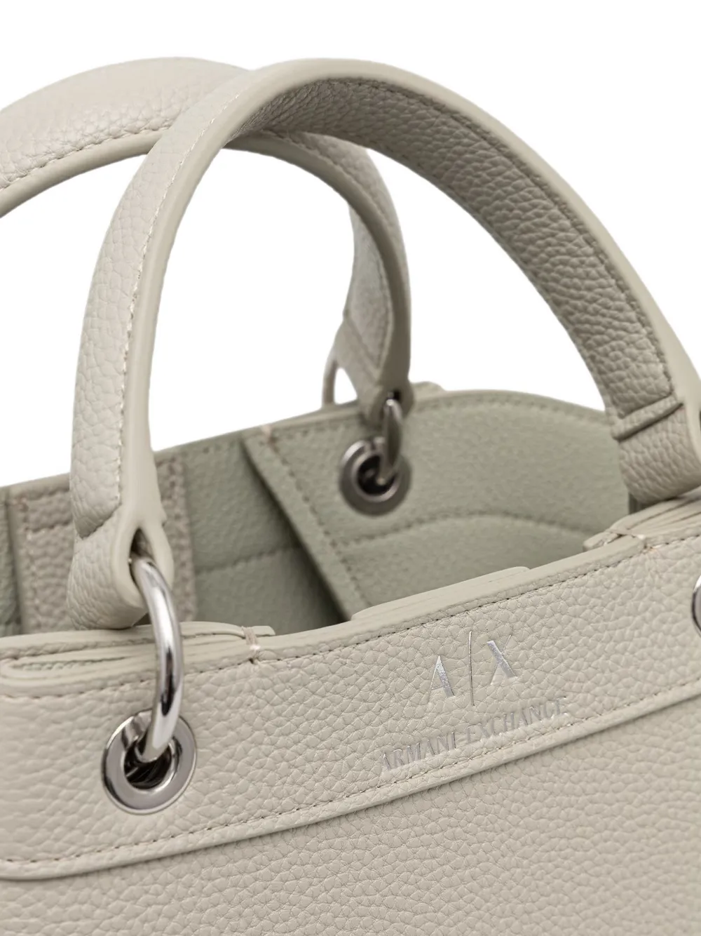 Armani Exchange small pebbled logo-print tote bag Grijs