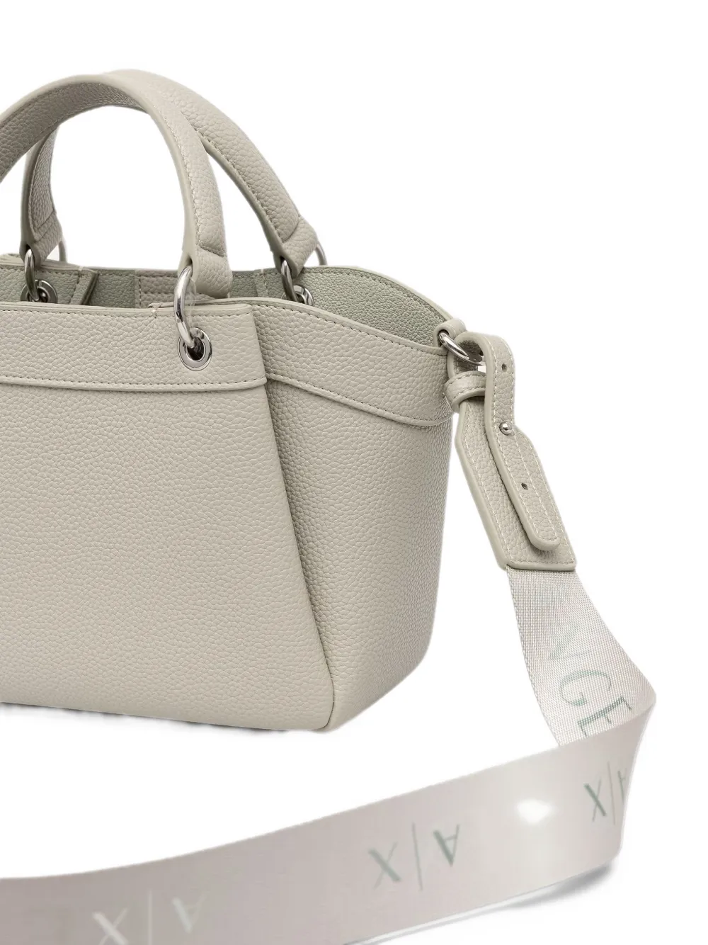 Armani Exchange small pebbled logo-print tote bag Grijs