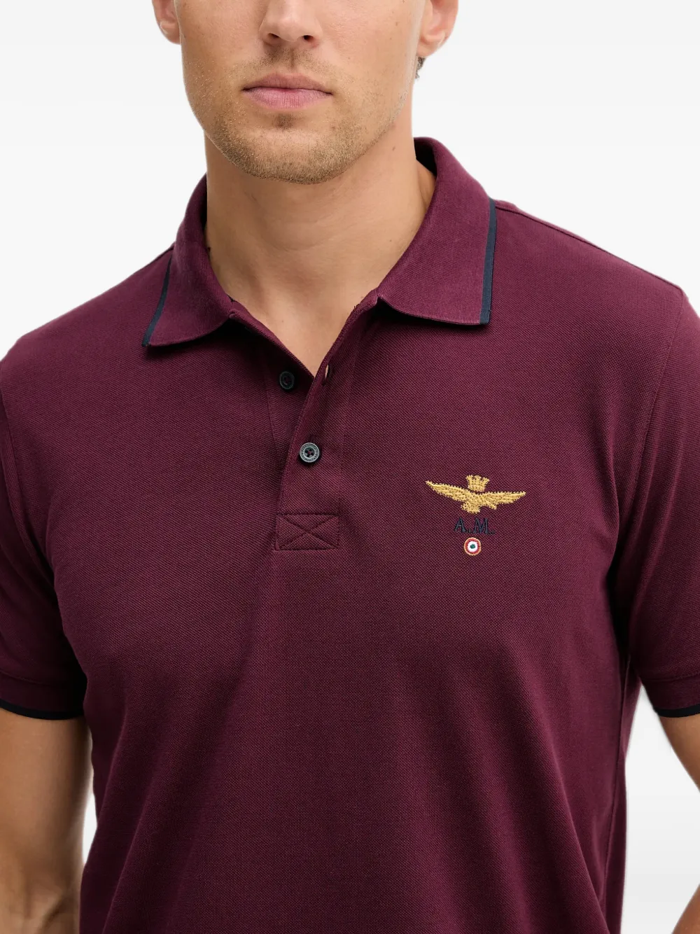 Aeronautica Militare logo-embroidered piqué polo shirt Rood