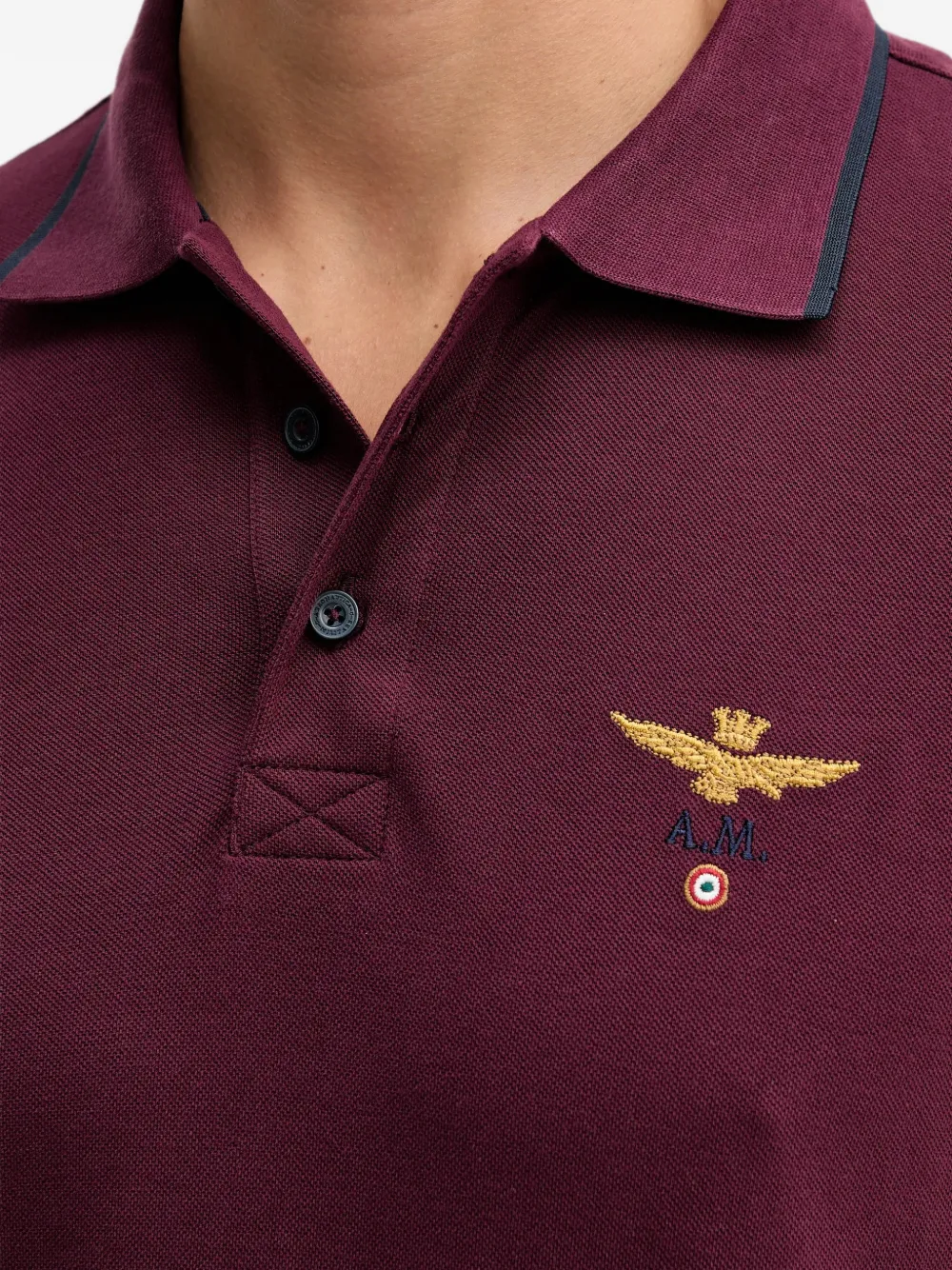 Aeronautica Militare logo-embroidered piqué polo shirt Rood