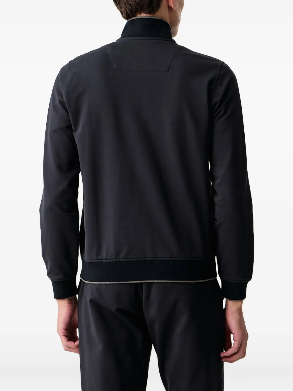 Aeronautica Militare logo-embroidered zip-up sweatshirt Zwart