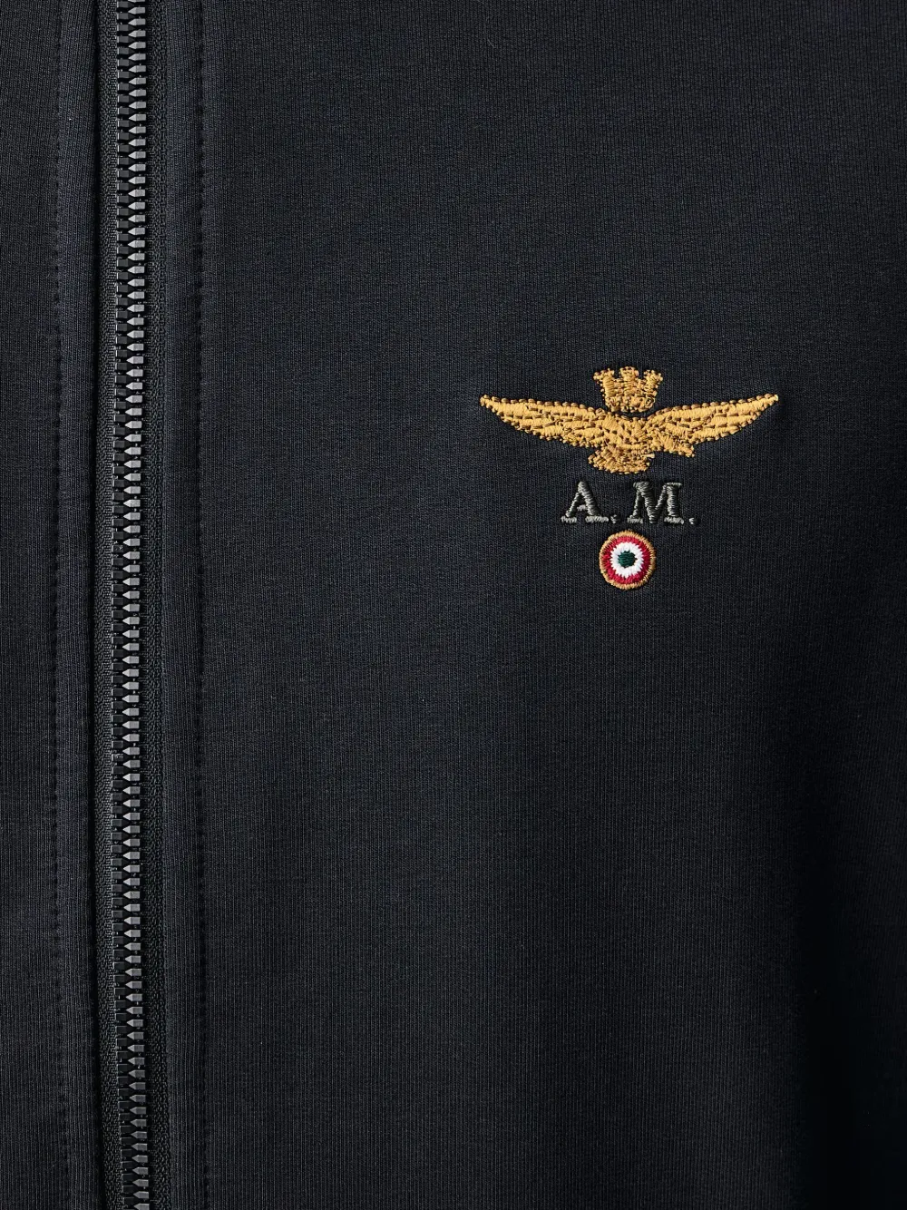 Aeronautica Militare logo-embroidered zip-up sweatshirt Zwart