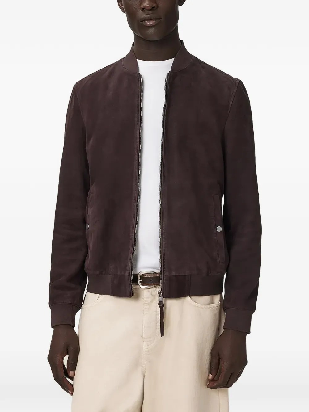 AllSaints Morten suede bomber jacket - Rosso