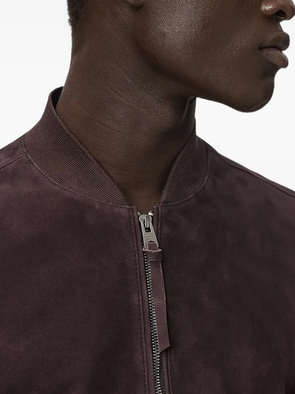 AllSaints Morten suede bomber jacket Rood