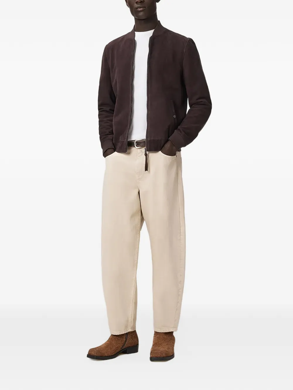 AllSaints Morten suede bomber jacket Rood