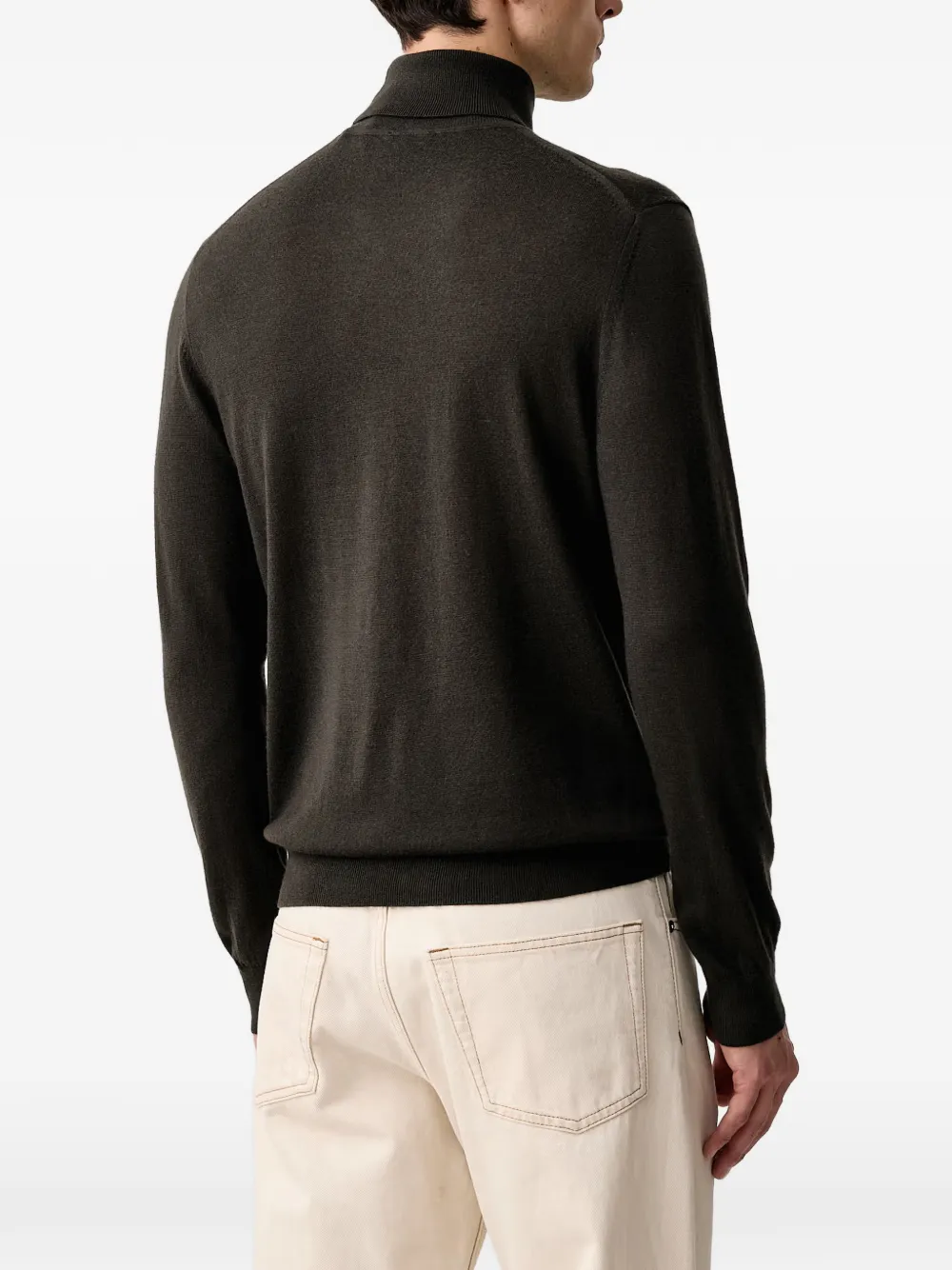 Armani Exchange roll-neck logo-embroidered sweater Grijs