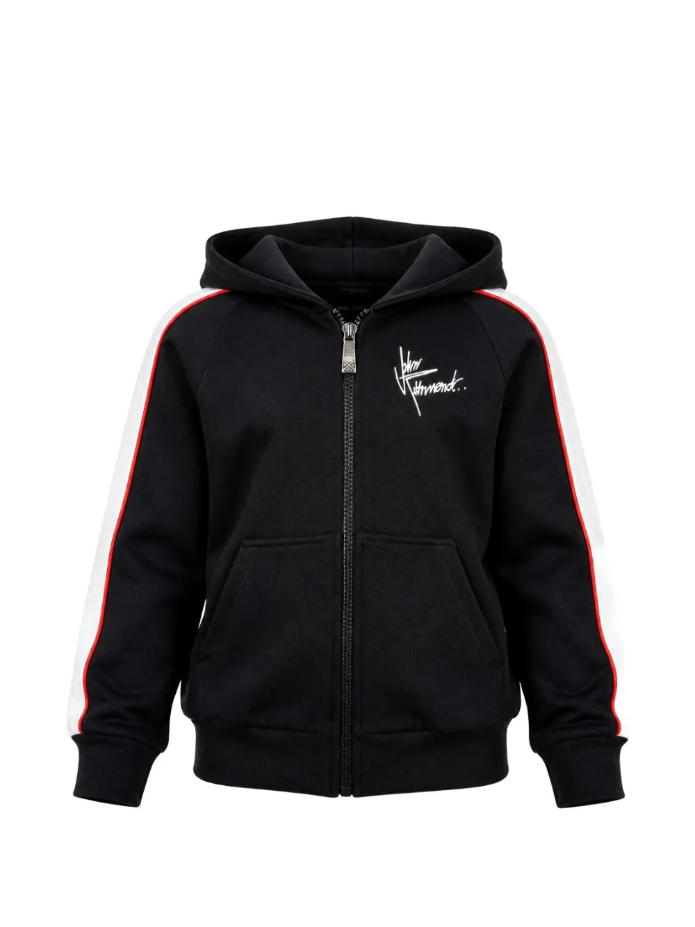 John Richmond Junior logo-print side-stripe hoodie - Nero