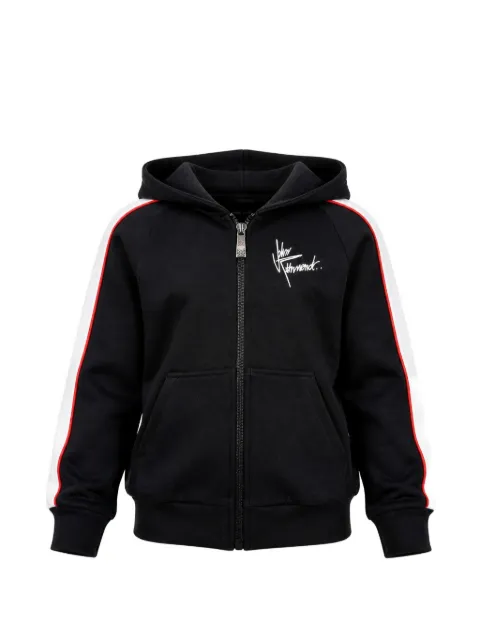 John Richmond Junior logo-print side-stripe hoodie