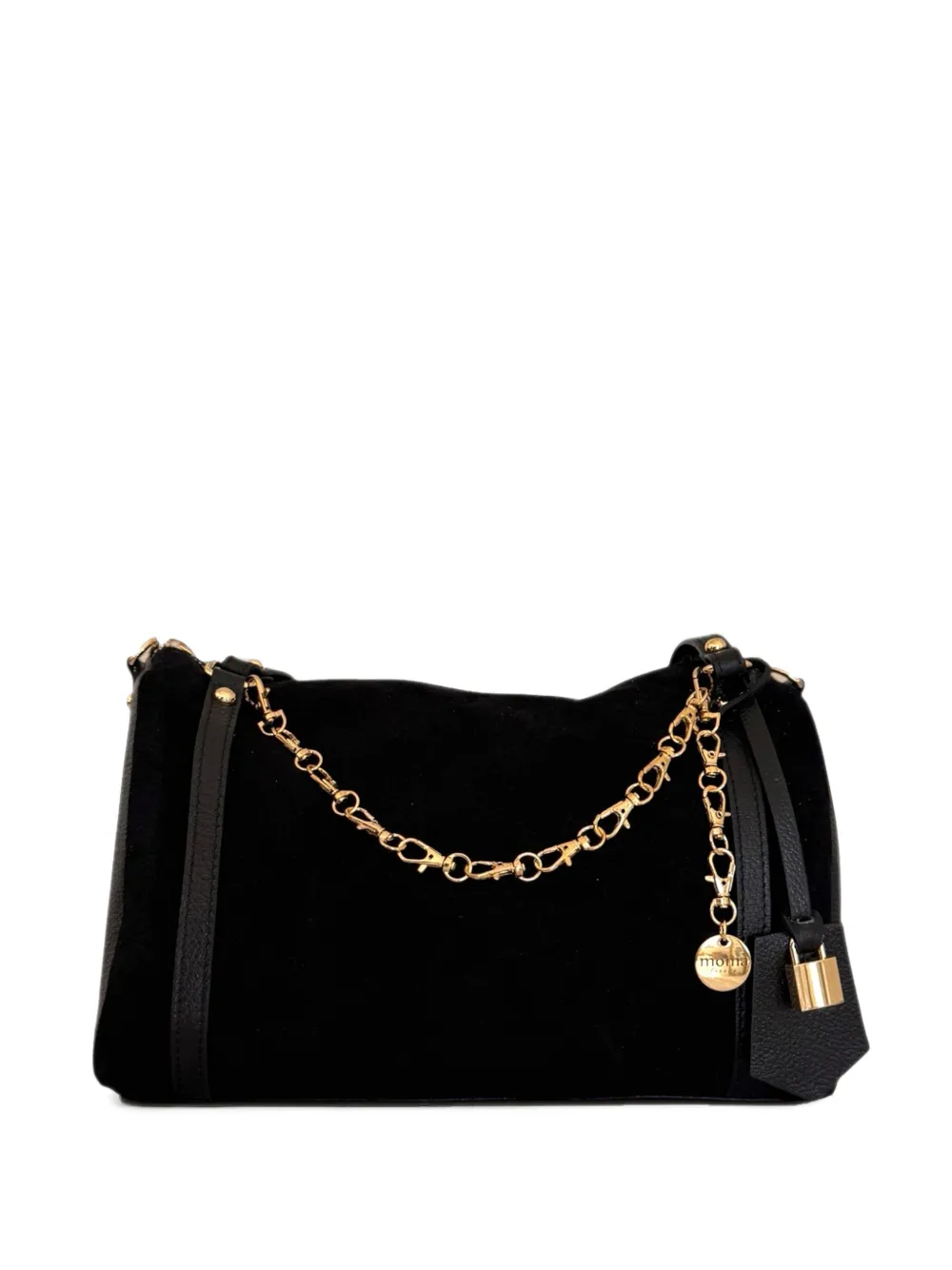 Moma Eva chain-link suede tote bag - Nero