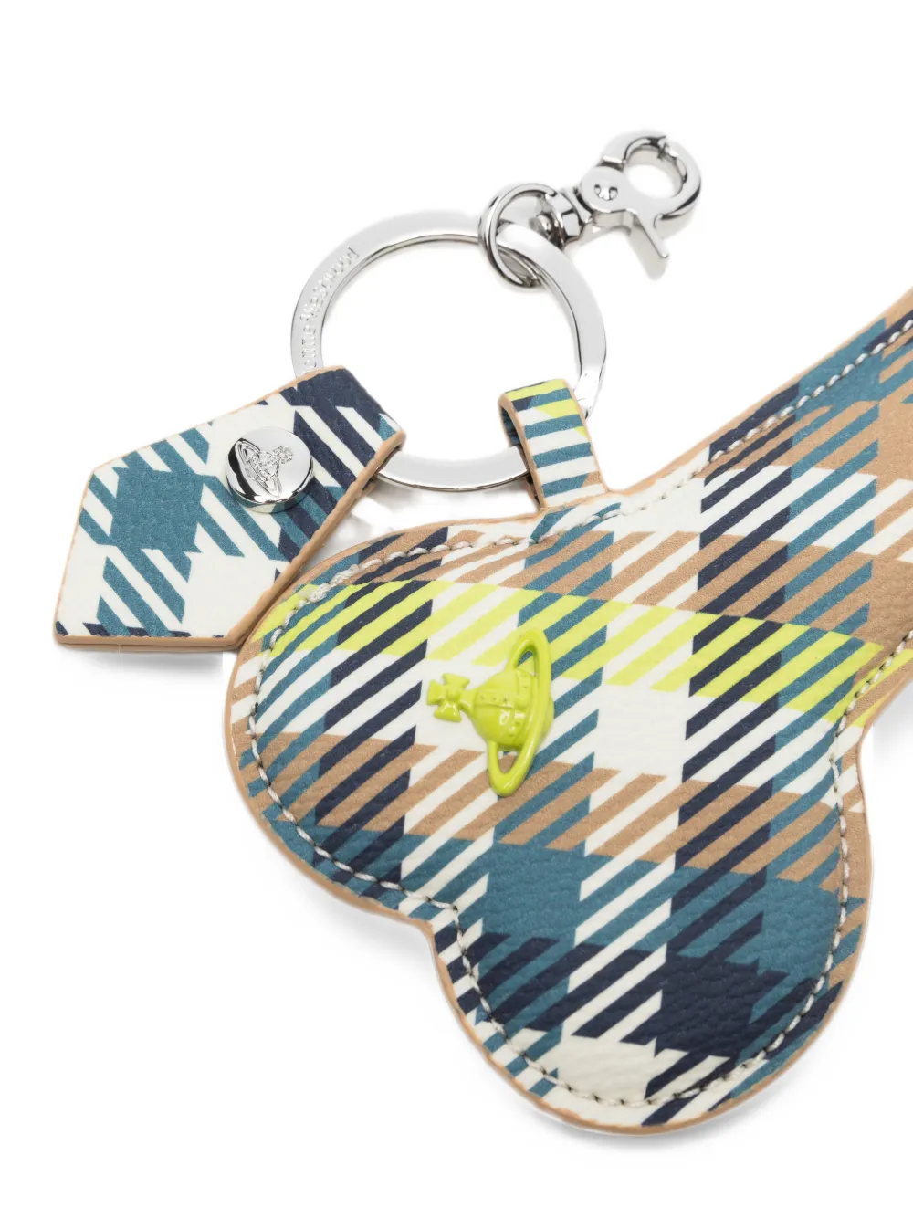 Vivienne Westwood tartan Orb-plaque keyring Beige