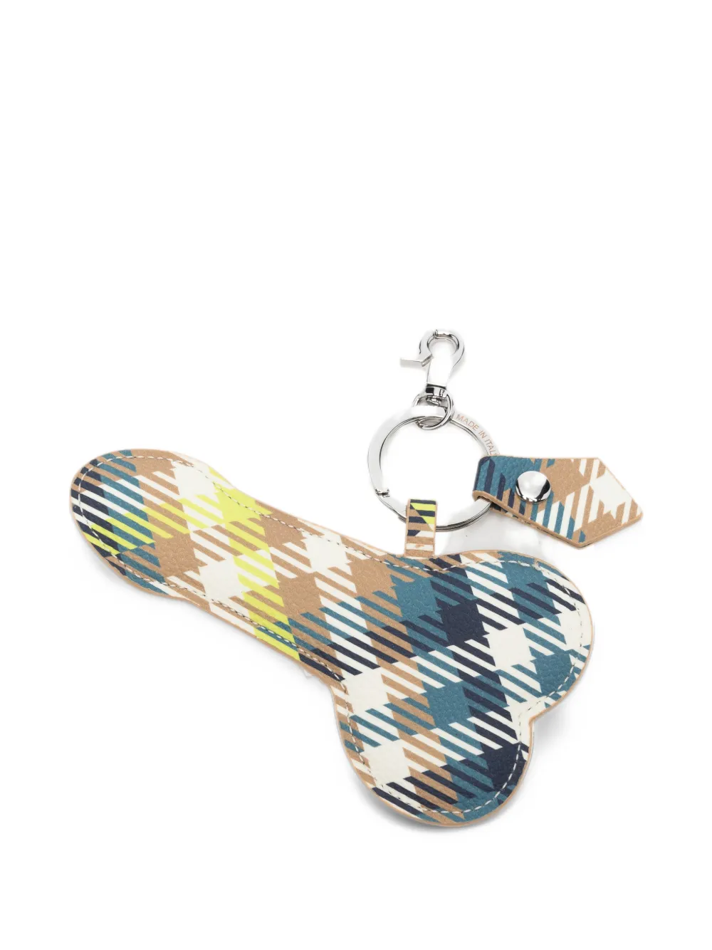 Vivienne Westwood tartan Orb-plaque keyring Beige