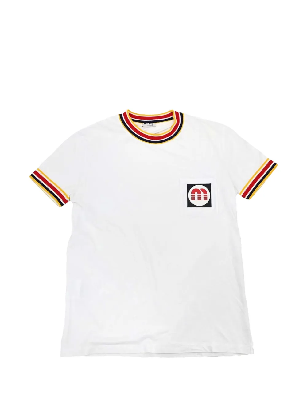 Miu Miu Pre-Owned 2018 logo-patch T-shirt - Bianco