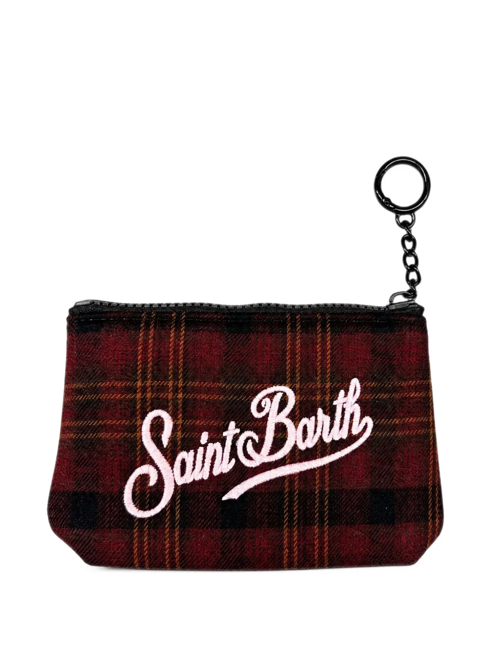 MC2 Saint Barth mini Aline tartan embroidered-logo clutch bag Rood