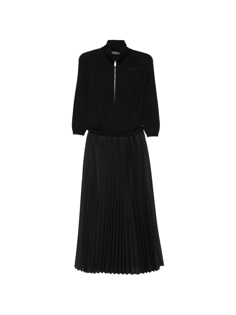 Lorena Antoniazzi pleated zip-fastening maxi dress Zwart