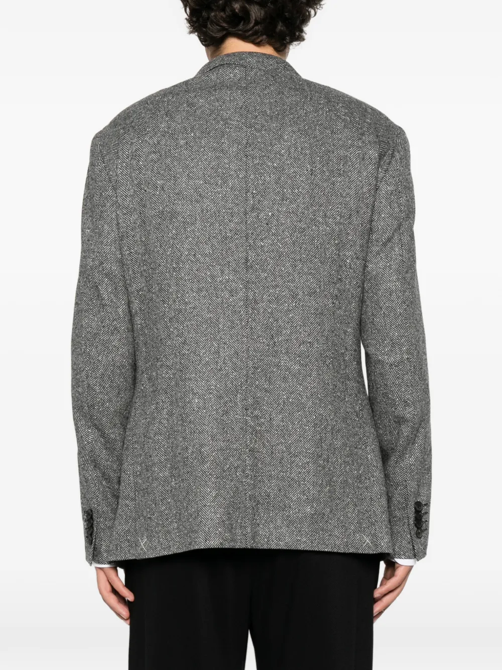 Canali herringbone-pattern single-breasted jacket Zwart