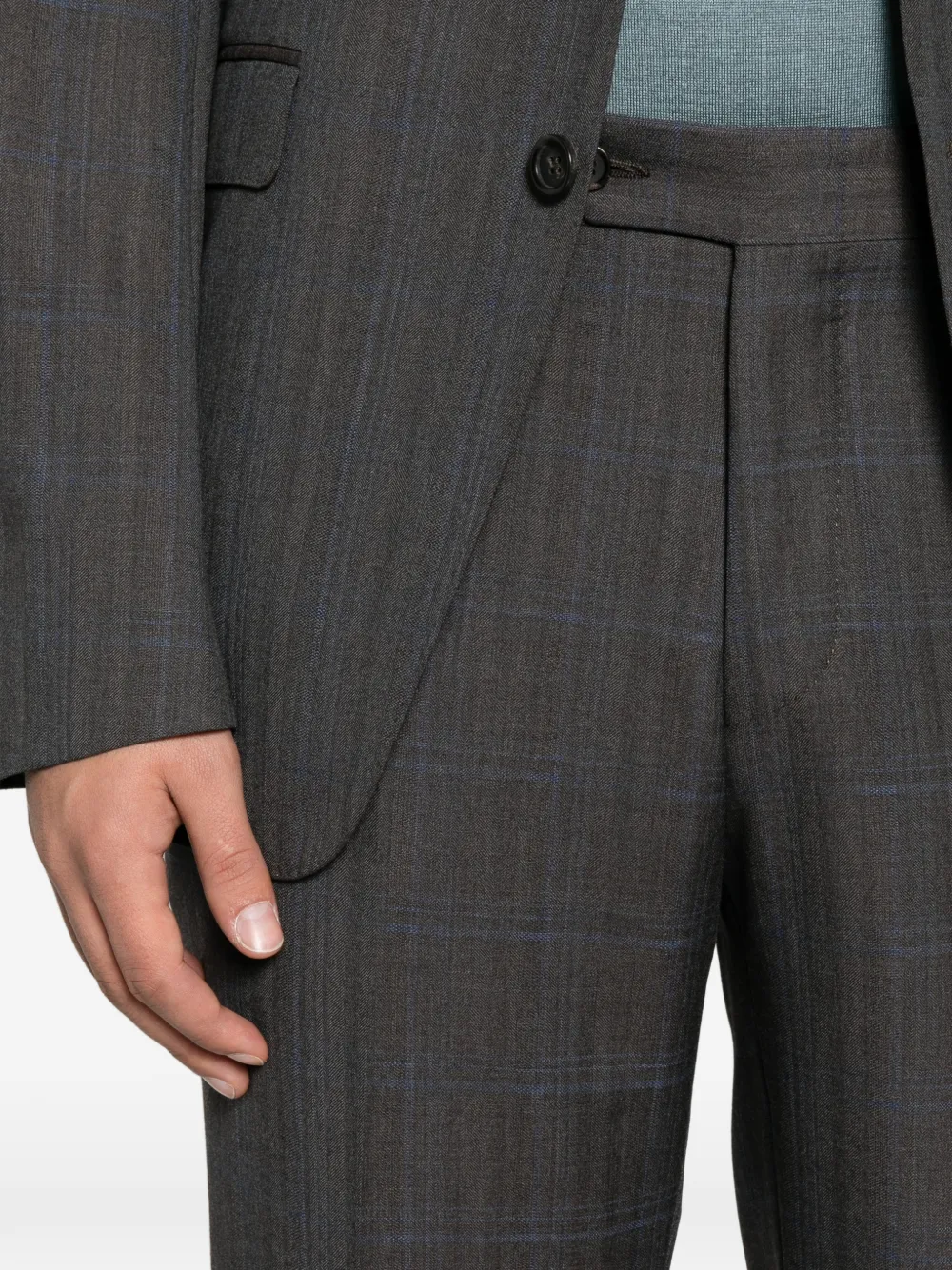 Canali checked wool suit Grijs