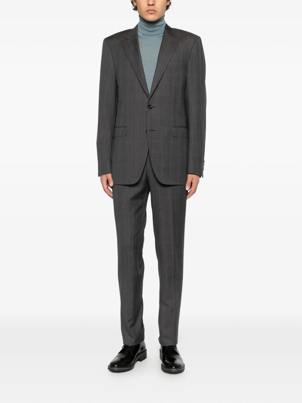 Canali checked wool suit Grijs
