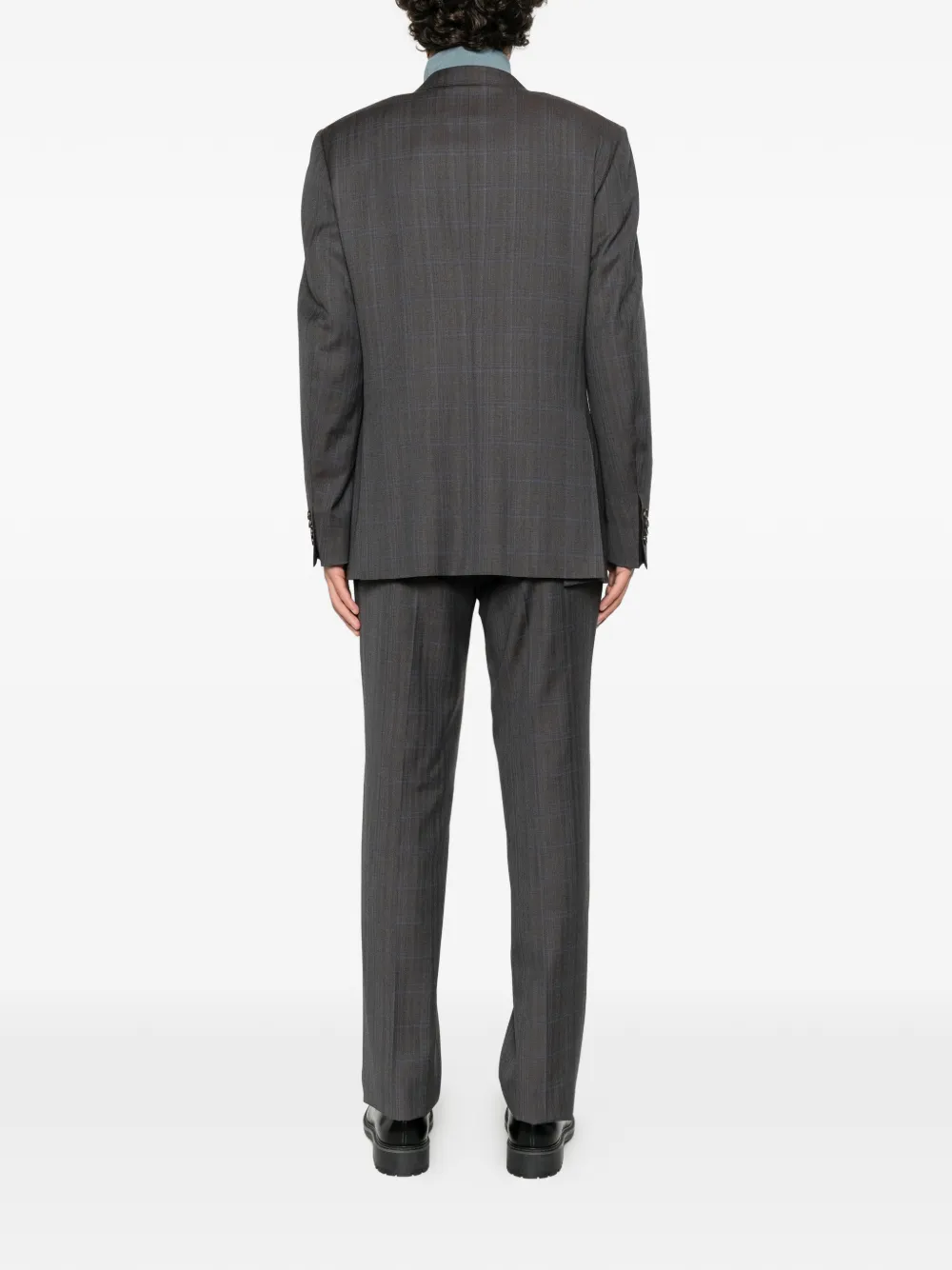 Canali checked wool suit Grijs