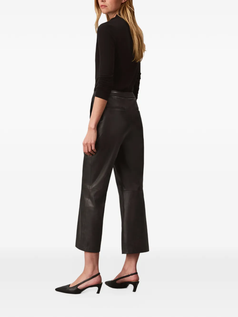 Calvin Klein faux-leather cropped trousers Zwart