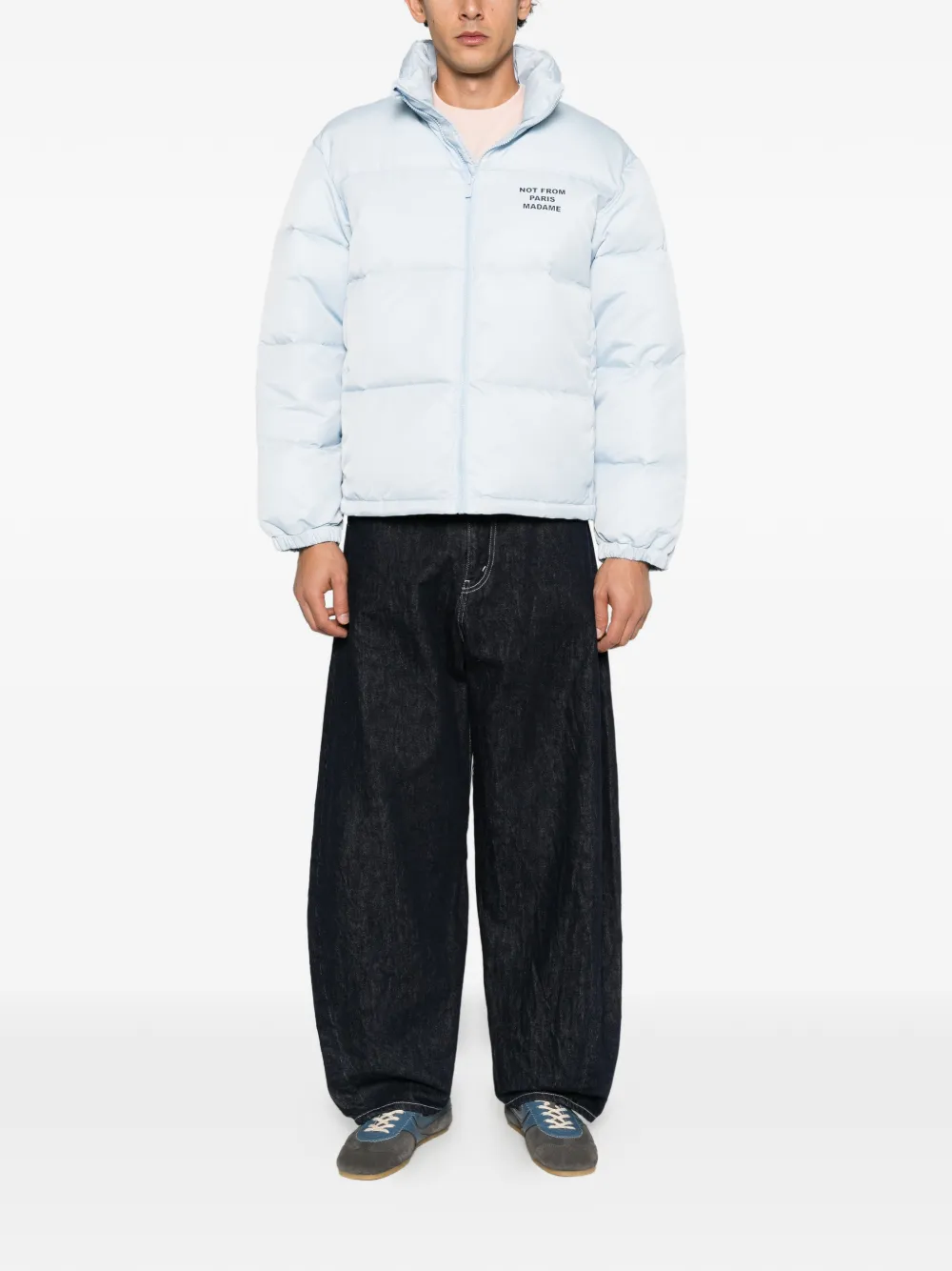 Drôle De Monsieur logo-print padded jacket Blauw