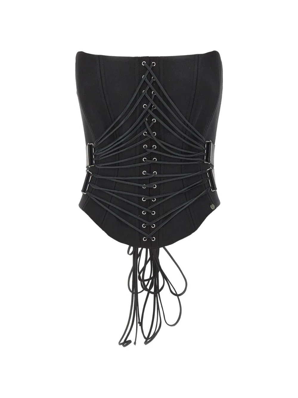 NISSA lace-up strapless corset top - Nero