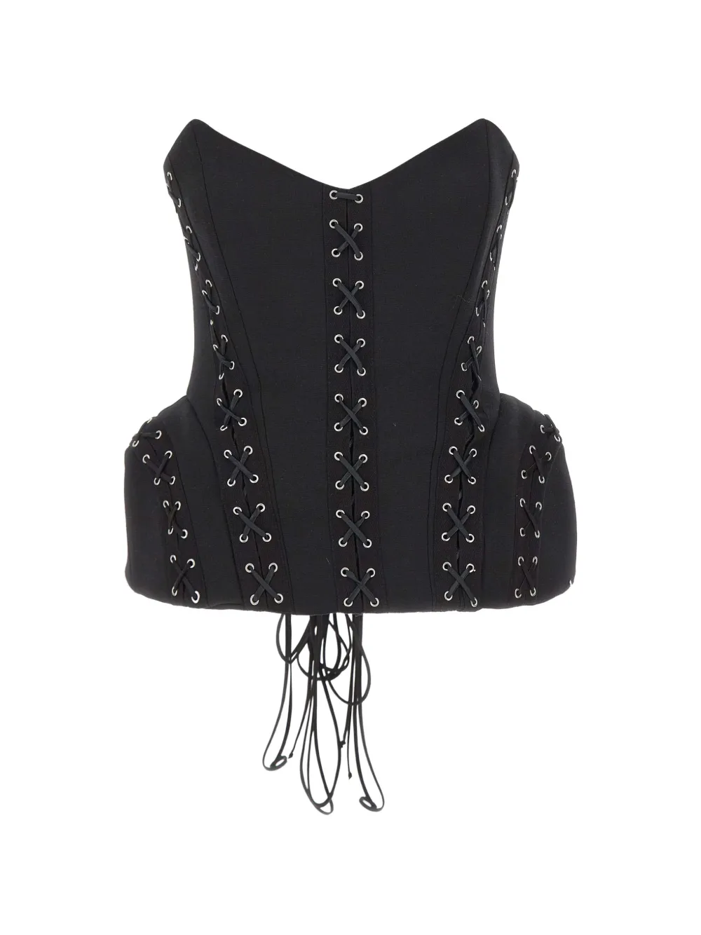 NISSA lace-up strapless corset top - Nero