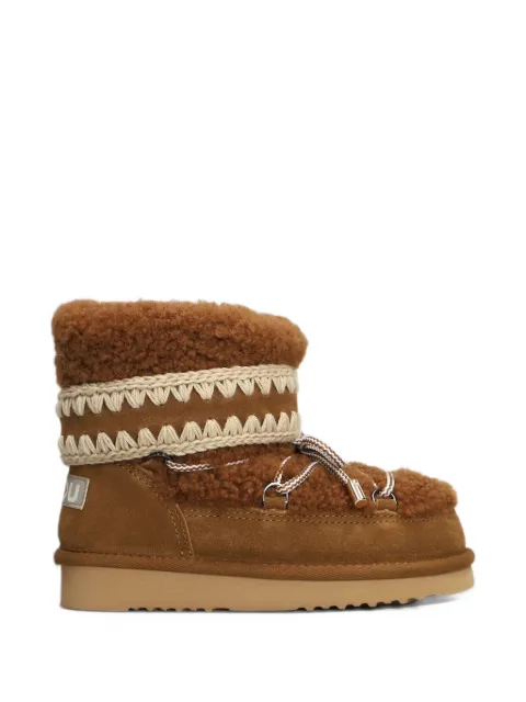 Mou lace-up crochet-stitch boots