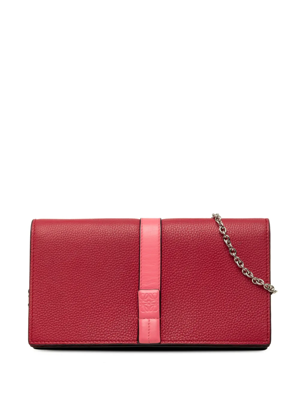 Loewe Pre-Owned 2018 Bicolor Grained Calfskin Anagram Wallet on Chain crossbody bag - Rot