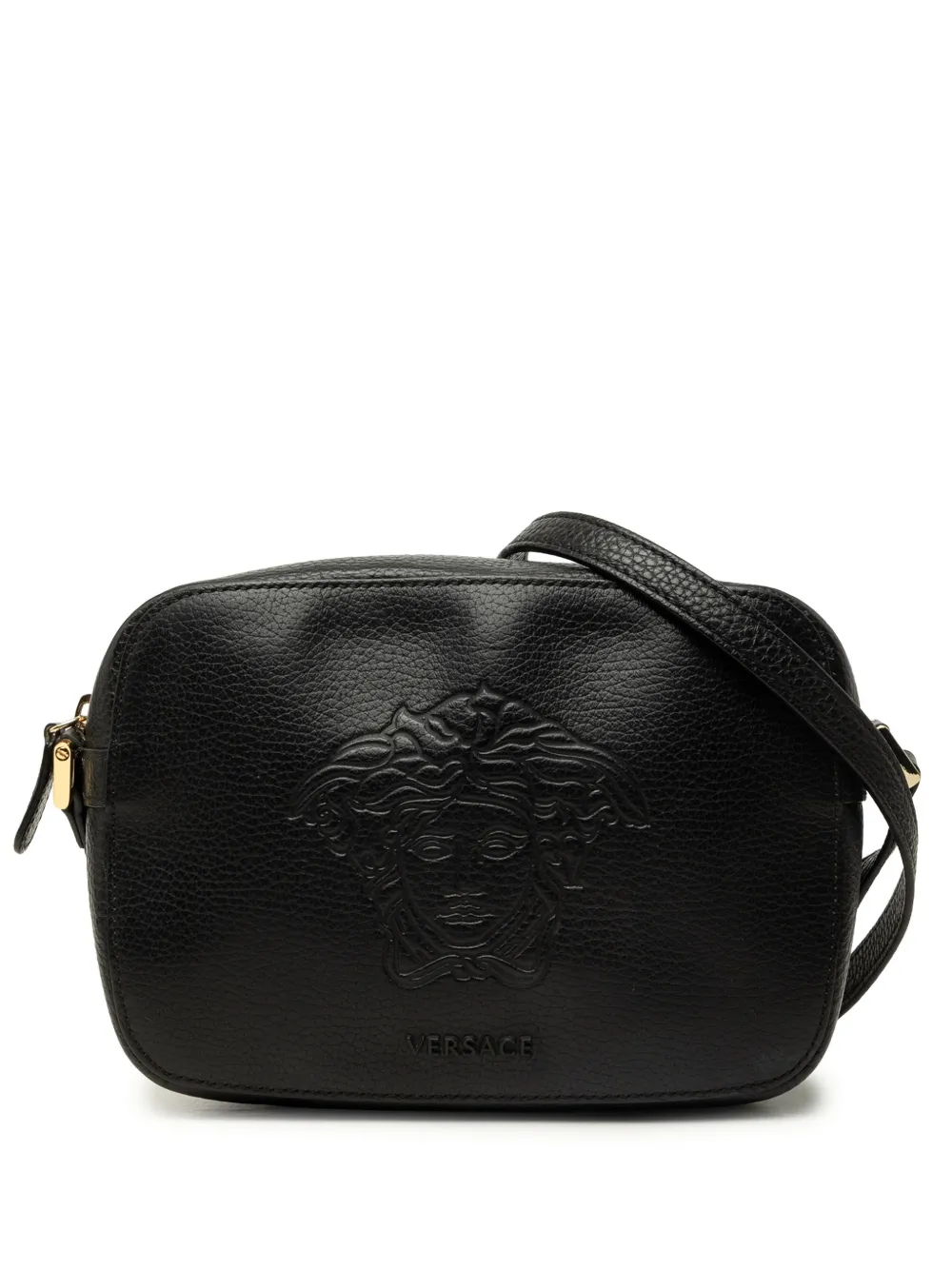 Versace Pre-Owned 2000-2026 Embossed Leather Palazzo Medusa Camera Bag crossbody bag - Nero