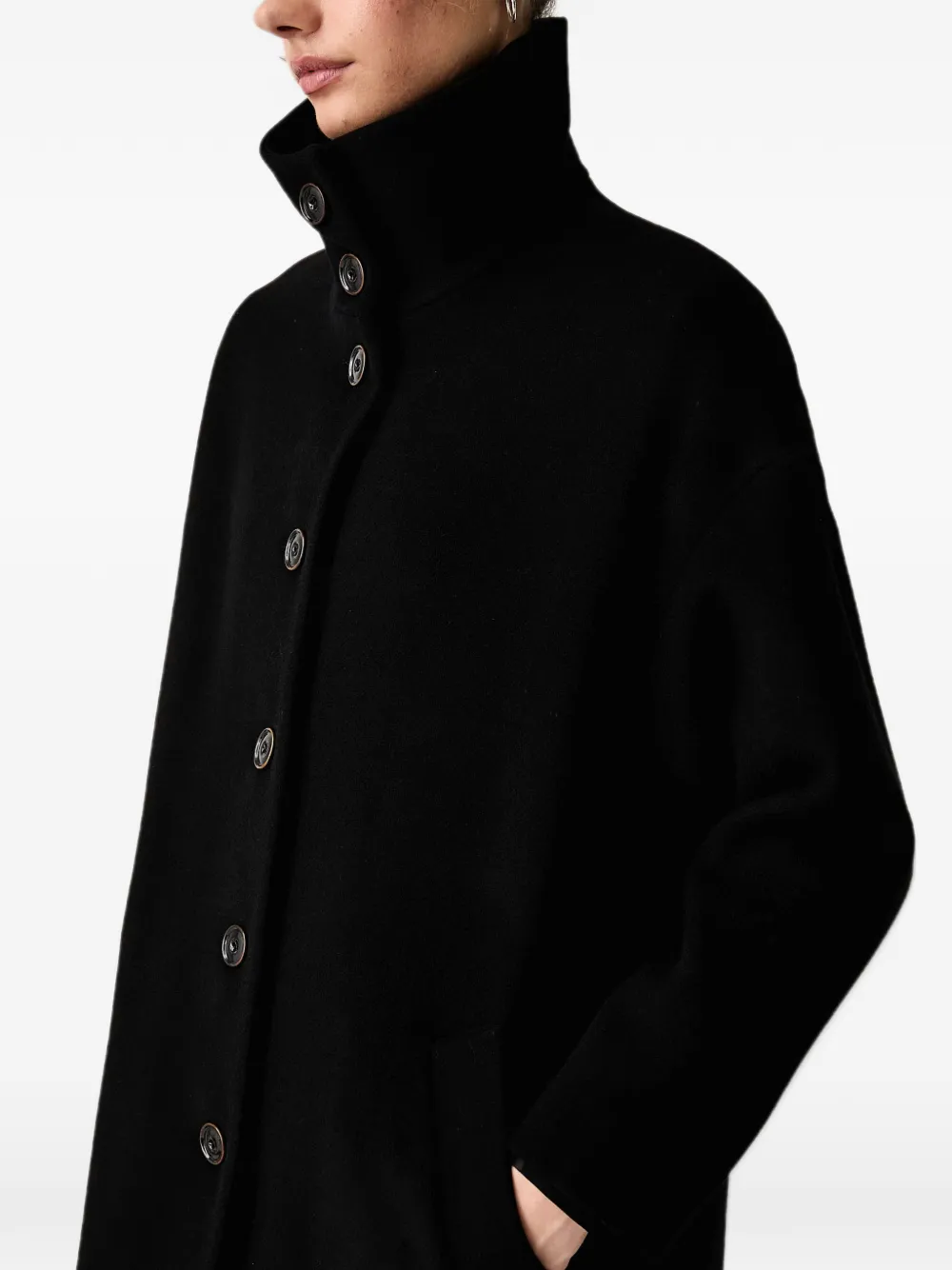 Sessùn Paradise high-neck button-up coat Zwart
