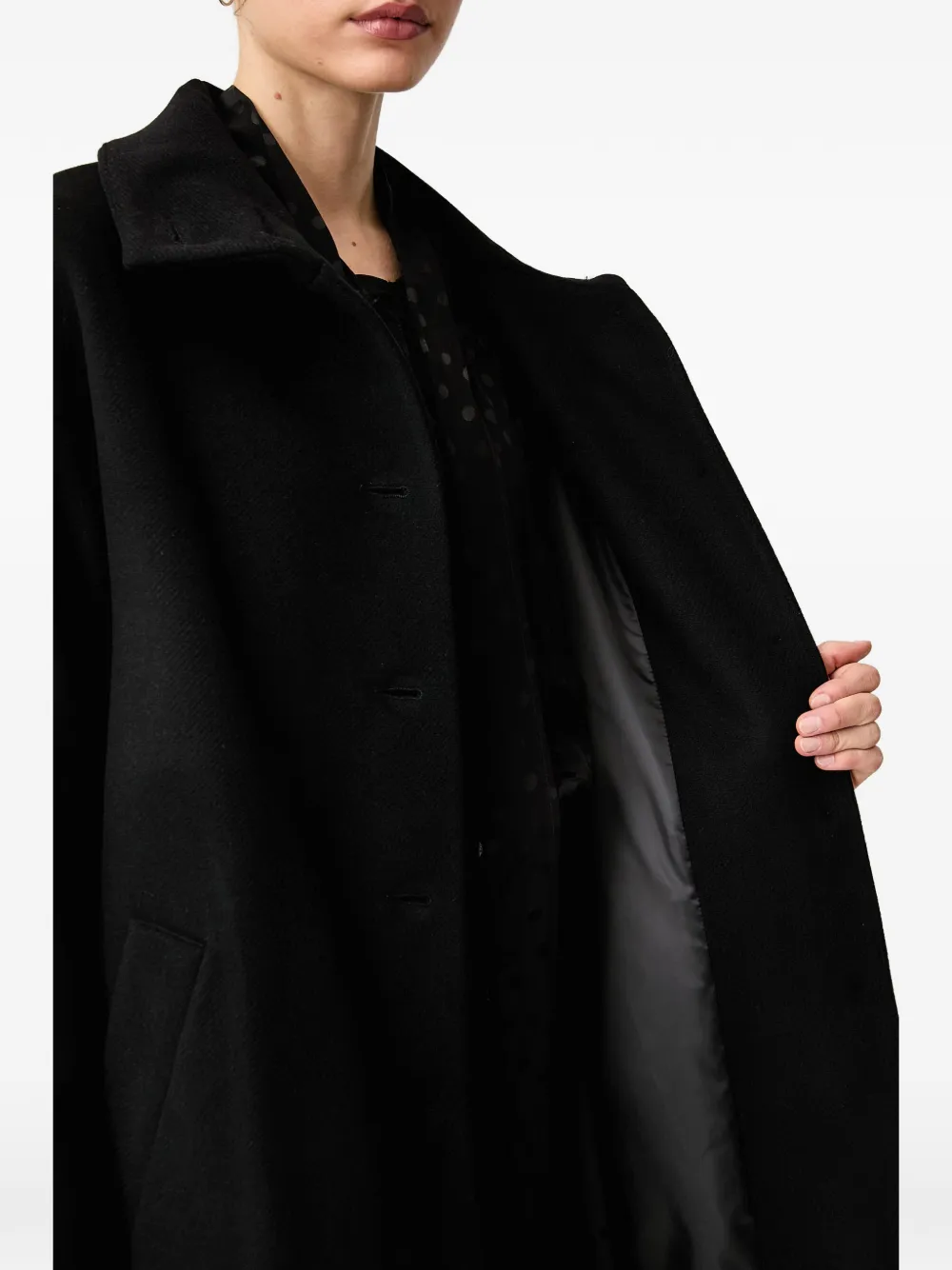 Sessùn Paradise high-neck button-up coat Zwart