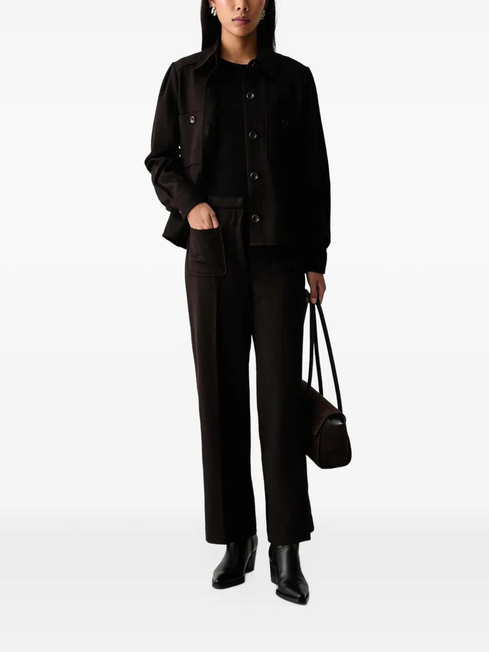 Sessùn Alberwool patch-pocket cropped trousers Bruin