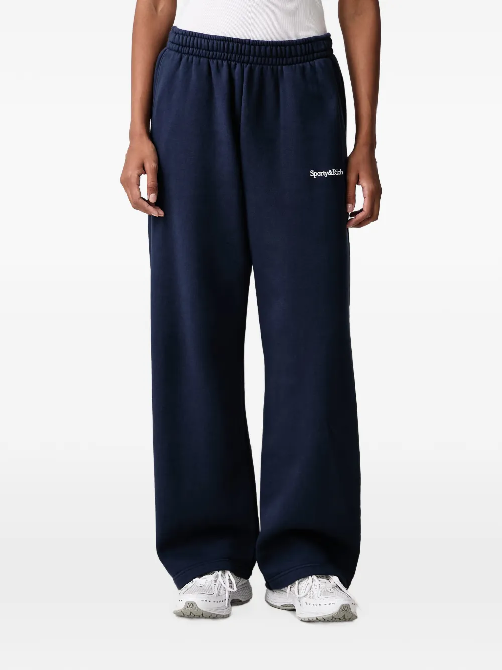 Sporty & Rich Blakely Serif logo-embroidered track pants - Blu