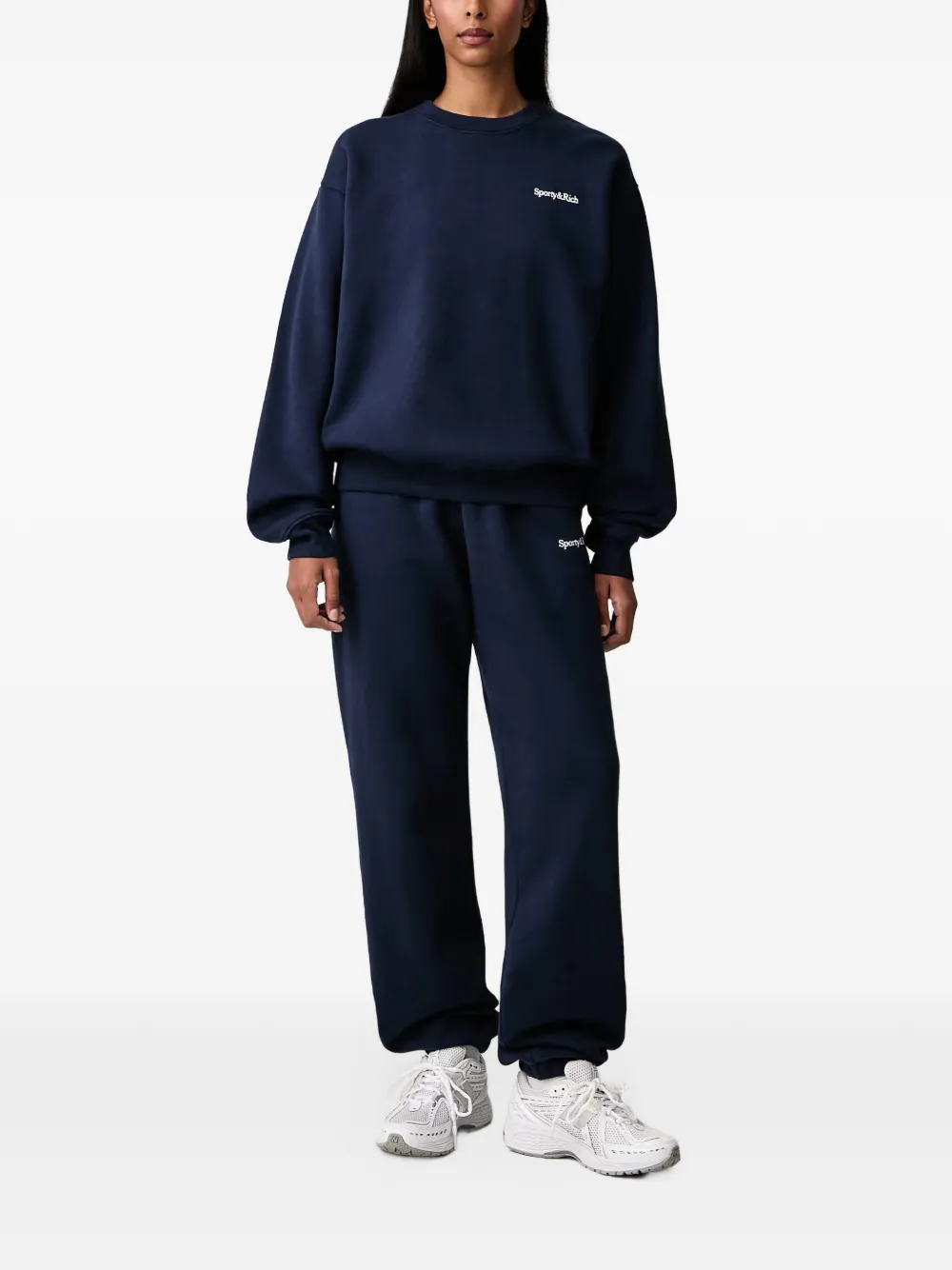 Sporty & Rich Emmet Serif logo-print sweater Blauw