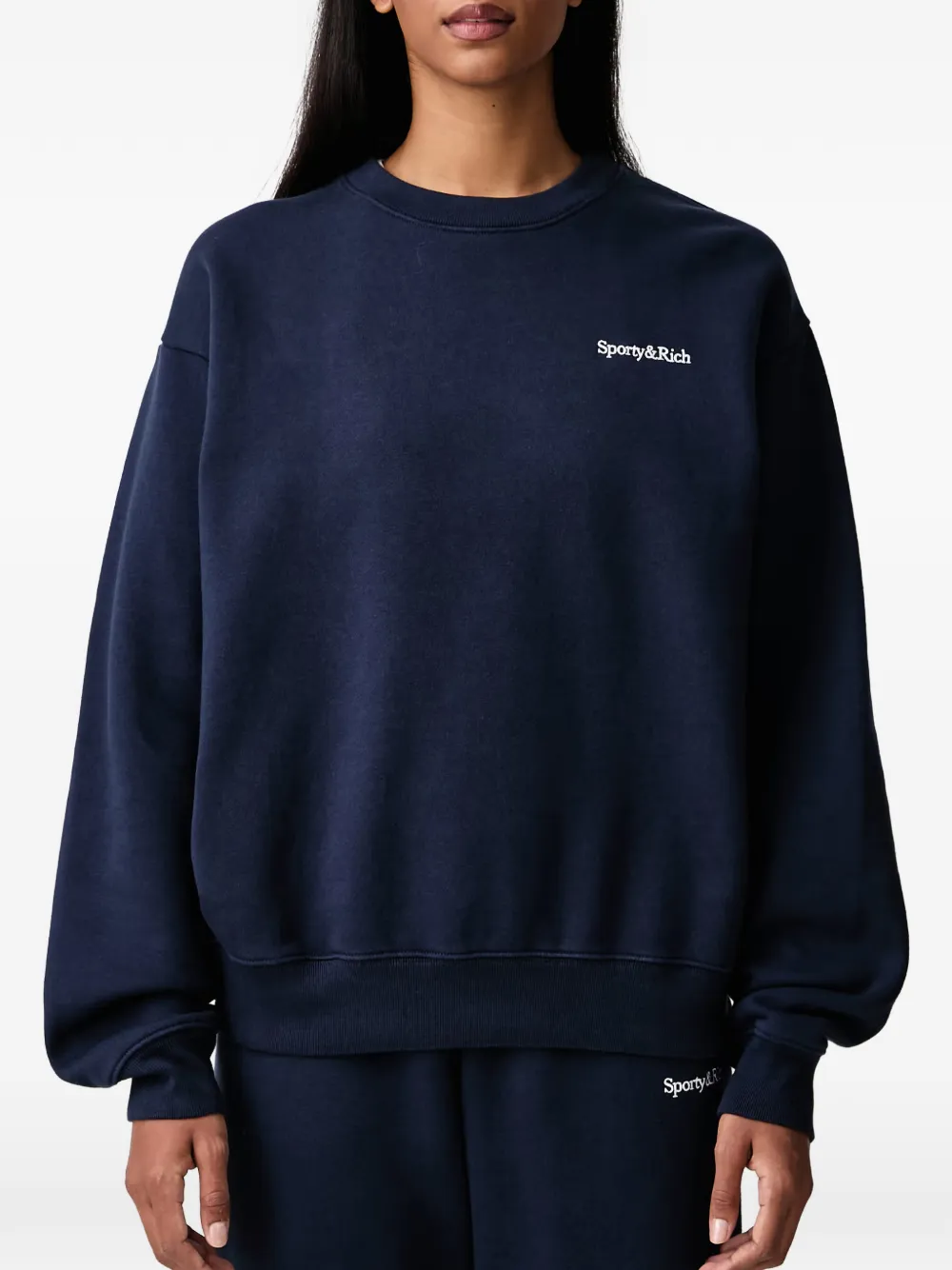 Sporty & Rich Emmet Serif logo-print sweater Blauw