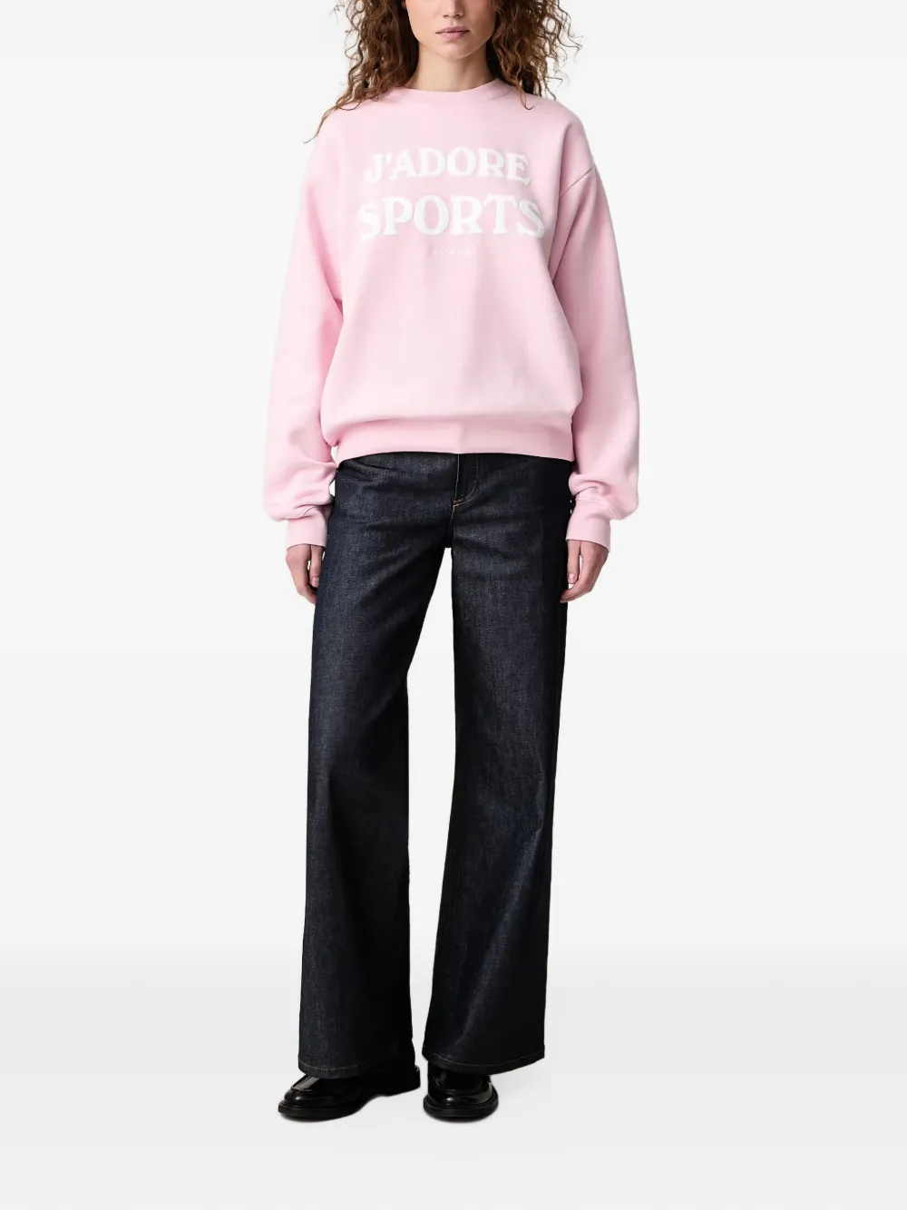 Sporty & Rich J'adore logo-print sweater Roze