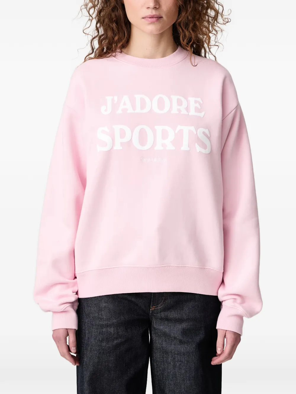 Sporty & Rich J'adore logo-print sweater Roze