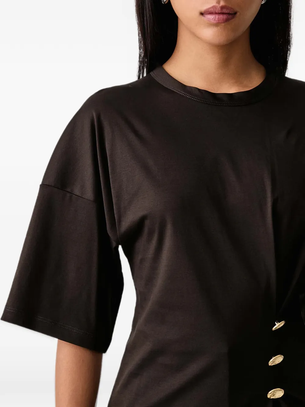 Sessùn Naktis button-embellished pleated top Bruin