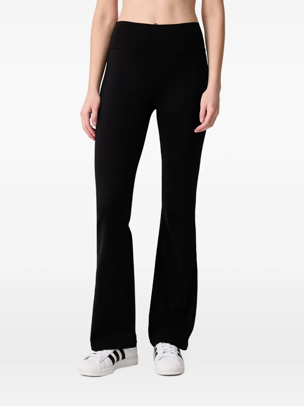 Sporty & Rich Beck Bold logo-print flared leggings Zwart