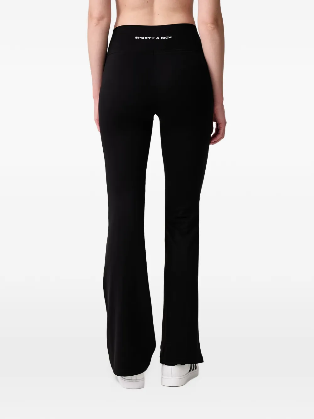 Sporty & Rich Beck Bold logo-print flared leggings Zwart